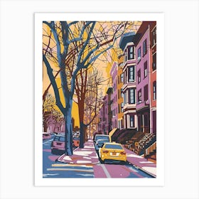 Riverdale New York Colourful Silkscreen Illustration 1 Art Print