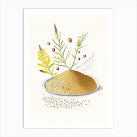 Mustard Seed Spices And Herbs Pencil Illustration 2 Art Print