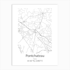 Pontchateau,France Minimalist Map Art Print