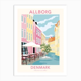 Allborg, Denmark, Flat Pastels Tones Illustration 3 Poster Art Print