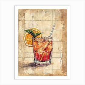 Fruity Cocktail Watercolour Inspired Art Print