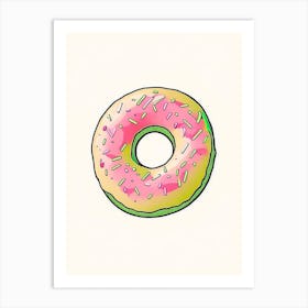 Pistachio Raspberry Donut Abstract Line Drawing 1 Art Print