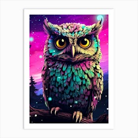 Owl In The Night Sky Art Print