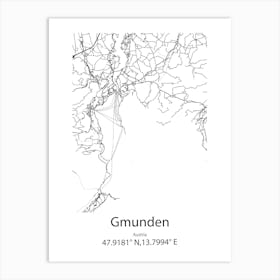 Gmunden,Austria Minimalist Map Art Print