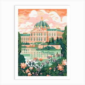 Palace Of Versailles   Versailles, France   Cute Botanical Illustration Travel 2 Art Print