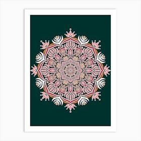 WA240013 - Vibrant Floral Mandala on Dark Green - Colorful Bohemian Art Art Print