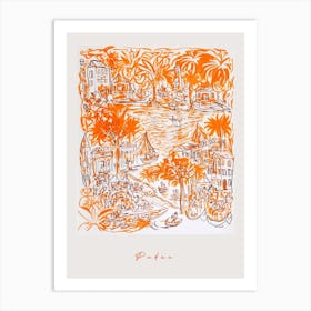 Padua Italy Orange Drawing Poster Art Print