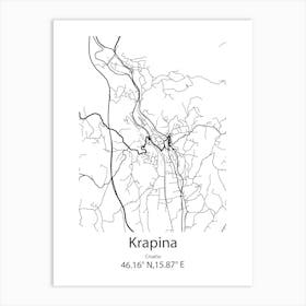 Krapina,Croatia Minimalist Map Art Print