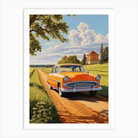 Old Car On A Dirt Road Art Print