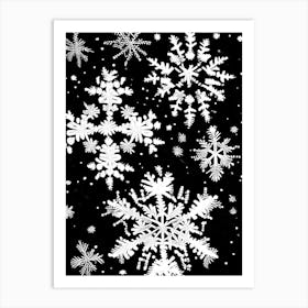Intricate, Snowflakes, Black & White 4 Art Print