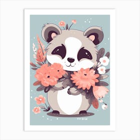 Cute Kawaii Flower Bouquet With A Posing Possum 1 Art Print