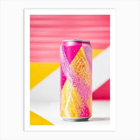 Illustration Of A Soft Drink Can With An Abstract Design Featuring A Creatively Folded Paper Cover Art Print