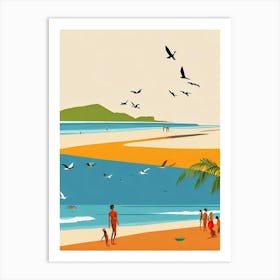 Colva Beach Goa India Midcentury Art Print