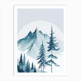 Mountain And Forest In Minimalist Watercolor Vertical Composition 111 Art Print