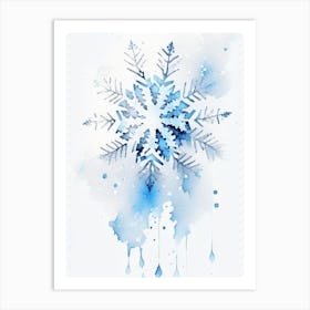 Frozen, Snowflakes, Minimalist Watercolour 1 Art Print