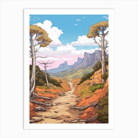 Overland Track Australia Hike Illustration Art Print