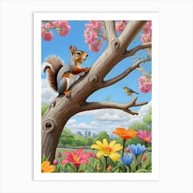 Squirrel In The Spring 2 Art Print