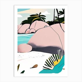 La Digue Island Seychelles Muted Pastel Tropical Destination Art Print