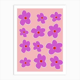 Lilac Flowers Pink Background Art Print