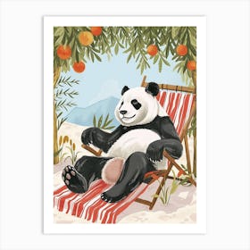 Giant Panda Relaxing In A Hot Spring Storybook Illustration 4 Art Print