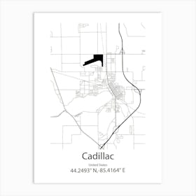 Cadillac,United States Minimalist Map Art Print