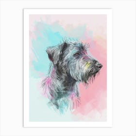 Pastel Watercolour Scottish Deerhound Dog Line Illustration 2 Art Print