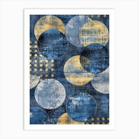 Blue And Gold Circles 3 Art Print