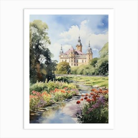 Nymphenburg Palace Gardens Germany Watercolour 2  Art Print