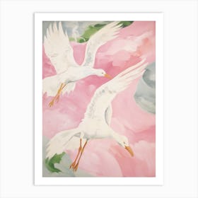 Pink Ethereal Bird Painting Albatross 2 Art Print