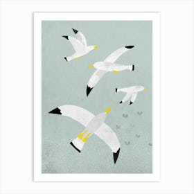 Seagulls Minth Art Print