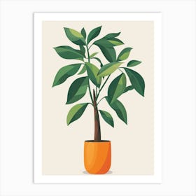 Money Tree Plant Minimalist Illustration 2 Art Print