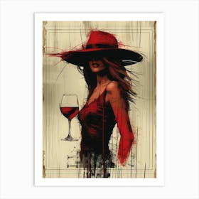 Woman With A Glass Of Wine 3 Art Print