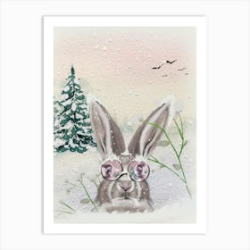 Reflections in Snow -Winter Rabbit Art Print