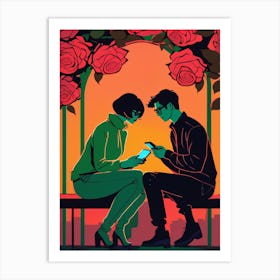 Pixelated Romance Art Print