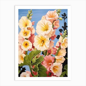 Hollyhock 2 Flower Painting Art Print