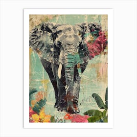 Retro Kitsch Elephant Collage 4 Art Print