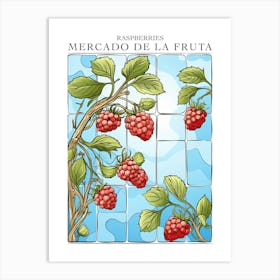 Mercado De La Fruta Raspberries Illustration 5 Poster Art Print