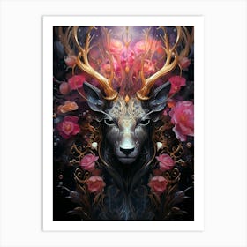 Floral Fantasy Deer Art Print