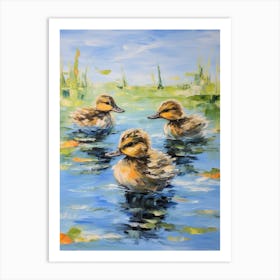 Ducklings Impressionism Style 4 Art Print