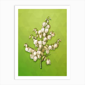 Vintage Aloe Yucca Botanical Art on Love Bird Green n.0849 Art Print