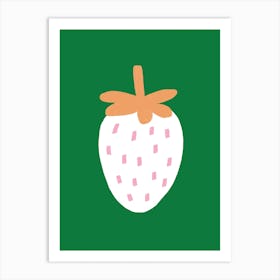 Strawberry Solo Green Art Print