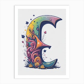 Colorful Letter E Illustration 95 Art Print