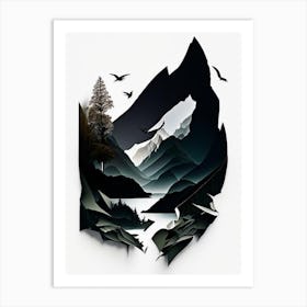 Fiordland National Park New Zealand Cut Out Paper Art Print