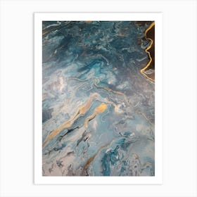 Blue And Gold Abstract Painting Art Print