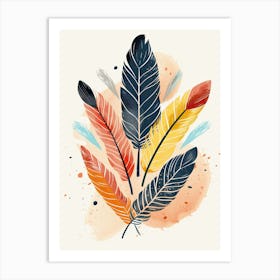 Watercolor Feathers, Mid Century Art Print