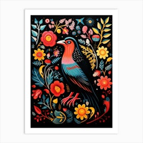 Folk Bird Illustration Raven 1 Art Print