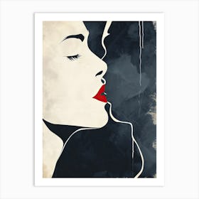 Kissing Woman, Minimalism Art Print