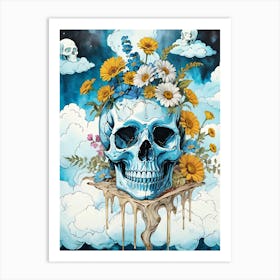 Surrealist Floral Skull Painting (55) Art Print