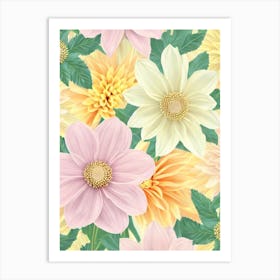 Dahlia Pastel Floral 1 Flower Art Print