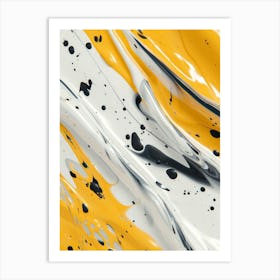 Abstract Yellow And Black Paint Art Print